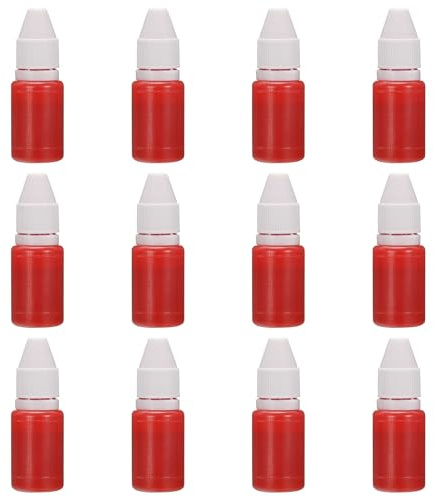PATIKIL Recarga de tinta para sellos y almohadillas de 0.33oz, 12 piezas de 10ml, tinta para sellos automáticos, sellos de fecha, scrapbooking, rojo