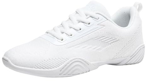 Fooceoute Cheerleader Schuhe,Cheerleader Schuhe MäDchen,Weiß Cheerleading Schuhe,SchnüRschuhe,Atmungsaktive Komfort Weiche,Passt Sich Dem Fuß,FüR Tanz,Gymnastik Yoga