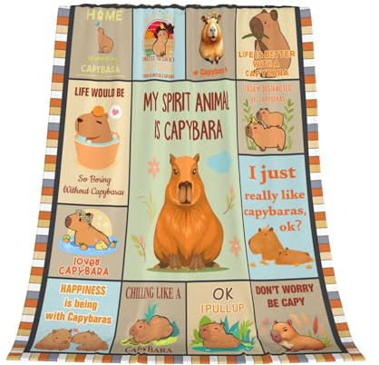 Gelasgo Capybara, Coperta in flanella ultra morbida, calda, leggera, regalo per adulti e bambini, lavabile in lavatrice, 150 x 200 cm