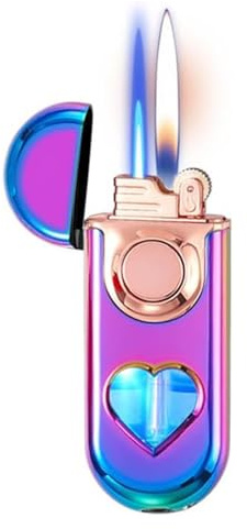 Briquet torche, briquet à double flamme élégant et cool, briquet coupe-vent avec fenêtre de visualisation, briquet à gaz butane rechargeable, adapté aux femmes à l'intérieur et à l'extérieur(A)