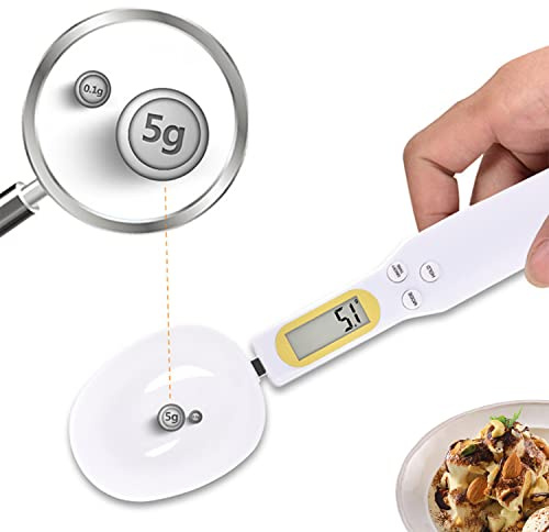Electronic Measuring Spoon, Adjustable Digital Spoon Scale Weigh 0.1-400g, LCD Display Measurements, Support Unit g/oz/gn/ct for Cooking, Coffee, Baking