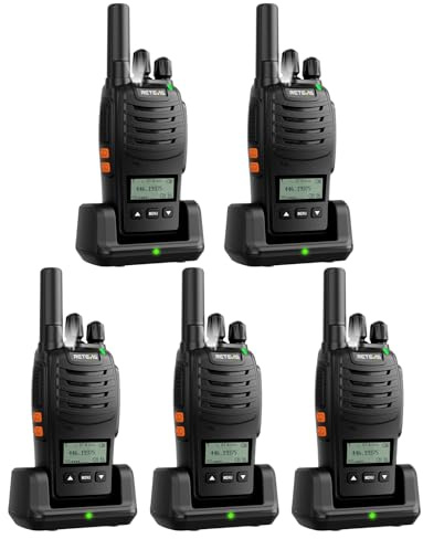 Retevis H777D PMR446 Walkie Talkies with LCD Screen (5 Pack) | for Restaurant and Schools, Type-C, VOX, Emergency Alarm, Easy Pairing, CTCSS/DCS, Flashlight, with 1200mAh Battery