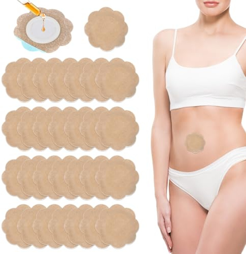 30 Stück Rizinusöl-Packung Bauchpflaster, Selbstklebende Rizinusöl-Pads aus Spunlace Stoff Saugfähige Kompressen