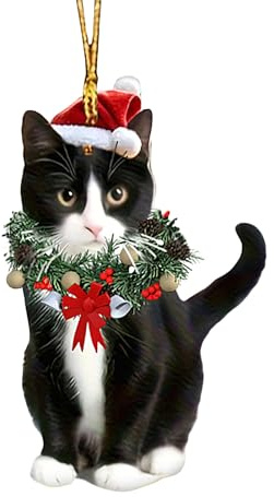 Katzen Weihnachtsanhänger Christbaum Deko Weihnachtsbaumschmuck Für Adventkalender Aus Acryl Katzenschmuck Weihnachten, Katzen Christbaumschmuck Weihnachtsanhänger, Weihnachtsbaum Schmuck Lustig