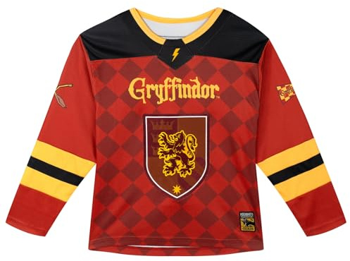 Harry Potter Big Boys Mesh Hockey Jersey Long Sleeve T-Shirt Maroon/Yellow Black 14-16