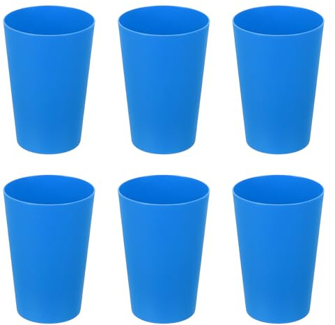 sourcing map 6 vasos de plástico, vasos reutilizables de 8.8 onzas, vasos de agua irrompibles para el hogar, oficina, al aire libre, restaurante, agua, café, leche, jugo, té, azul