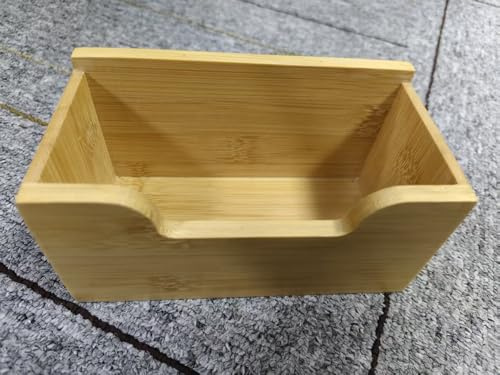 BTSKY 1 PACK Bamboo Index Card Display Stand, 3 x 5 Inch Index Card Storage Rack Rustic Notecard Case, Coupons Greeting Cards Storage - Sturdy Desk Card Organizer Box for Office Home Photos & Receipts