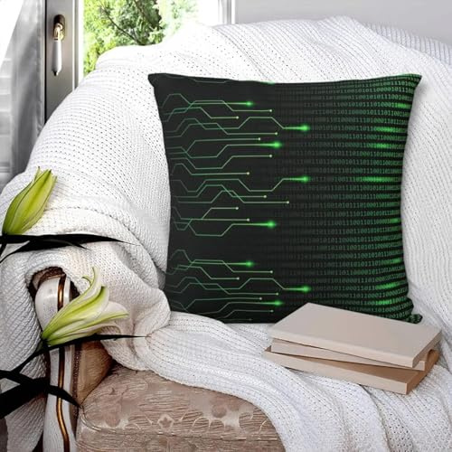 Coperta interna con codice binario e federa quadrata in pile leggero, per casa, soggiorno