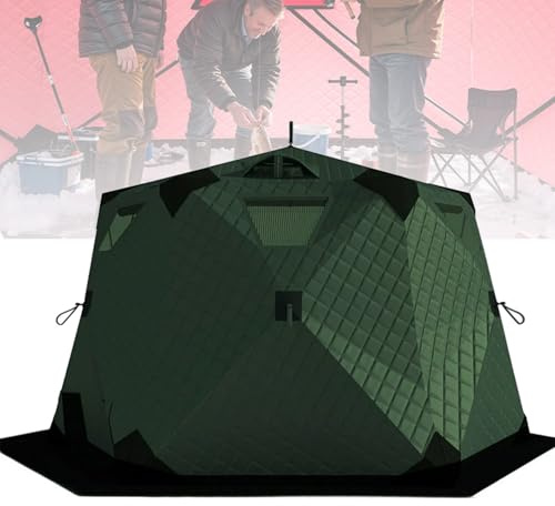 Instant Pop-Up Eisangelzelt, isolierter sechseckiger Unterstand für 6-8 Personen mit Herd Jack Boden für Wintercamping