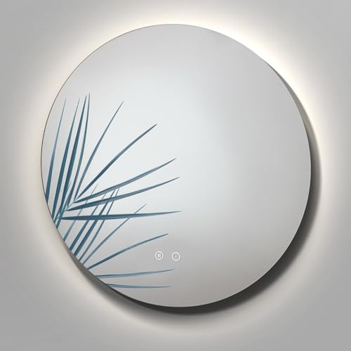 Feel Your Bath Espejo Redondo LED Ø90 cm Sin Marco, Antivaho, Luz Regulable en Intensidad, Interruptor Táctil, Vidrio Templado, Apagado Automático, Diseño Moderno para Baño y Fácil Instalación