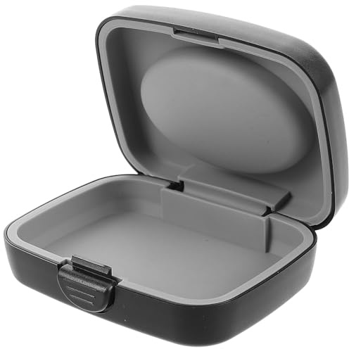 Hearing Aid Protective Storage Box Portable Abs PVC Black | Leak Proof, Water Resistant Sealing Cover Design, Pocket Size Travel Case for Hearing Aids