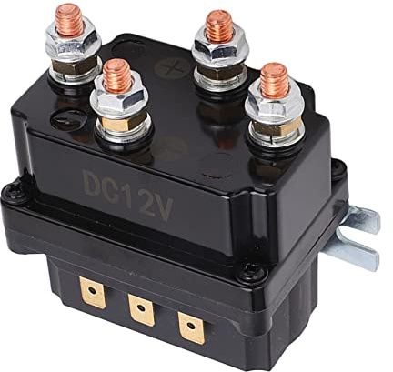 Jiawu Relé de Cabrestante 250A Relé de Cabrestante Eléctrico Integrado ABS Impermeable de 12 V para Vehículos Todoterreno ATV UTV con Bobina de Latón Rendimiento Estable