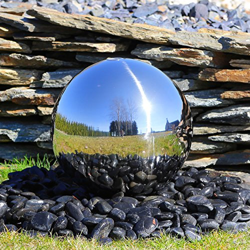 CLGarden Kugel aus aufwendig poliertem Edelstahl für Garten Springbrunnen Wasserspiel Außenbereich rostfreie Edelstahlkugel 38cm Durchmesser Gartenbrunnen
