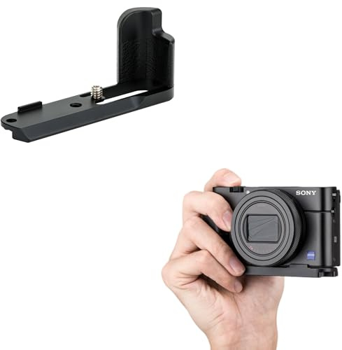 JJC aluminium handgrepp kompatibel med Sony RX100 VI, V, IV, III, II | RX100, RX100VA, lätt metallkonstruktion, förbättrat handhållet grepp