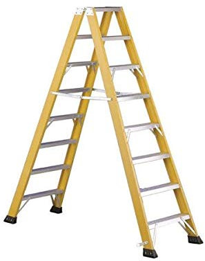 Svelt Scala Doppia in Vetroresina 6 gradini a Due Tronchi di Salita per Uso Professionale, Altezza a Cavalletto 1,40 metri