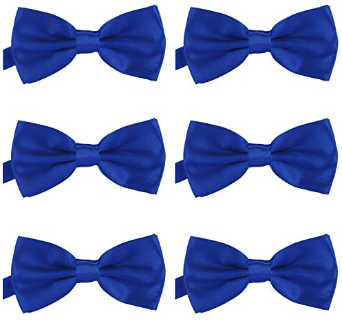 DonDon Set de 6 Pajarita para hombre de 12 x 6 cm ajustable y lista para usar Azul