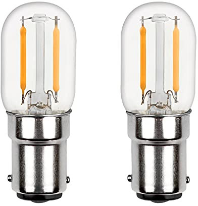 Akynite Sewing Machine Bulb B15 2W LED Cool White 6000K, AC 220-240V, Small Bayonet Cap Bulbs Replacement for 15W B15d, 2 Contact SBC COB LED Pygmy Bulbs for Sewcraft Appliance Lamp, Pack of 2