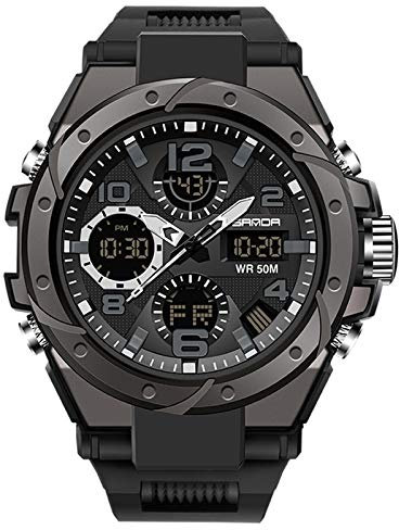 RORIOS Montre de Sport Numérique pour Homme - Imperméable, Militaire avec Alarme - Mode Grand Cadran