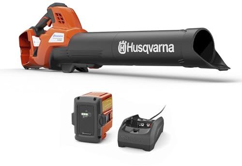 Husqvarna 230iB Battery Powered Cordless Leaf Blower, 136-MPH 650-CFM Electric Leaf Blower with Brushless Motor and Quiet Operation, 4 Ah Battery and Charger Included