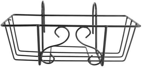 Happyyami Hanging Railing Planter Flower Pot Holder Iron Art Hanging Basket Racks for Balcony Porch Fence Decoration Black