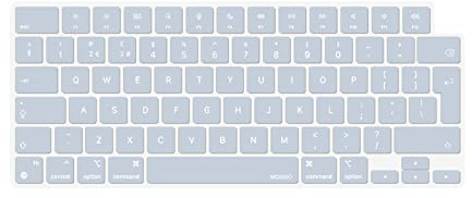 MOSISO Keyboard Cover Skin Compatible with MacBook Air 13.6 M3 A3113 M2 A2681 2025-2022, for MacBook Air 15 2025-2023, for Mac Pro 14/16 inch M4 M3 M2 M1 2021-2025, EU Layout, Baby Blue