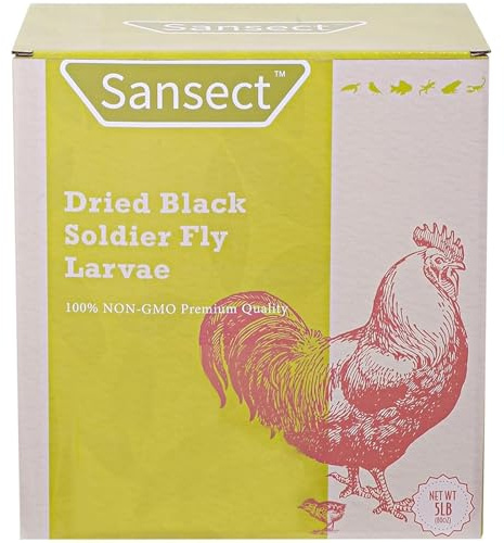 SANSECT 5LB Dried Black Soldier Fly Larvae, 100% Natural Non-GMO Chicken Feed, More Calcium Than Dried Mealworms, High Protein Chickens Treats for Laying Hen, Wild Birds, Ducks