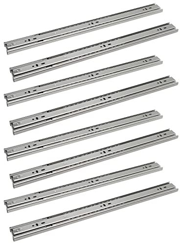 Ansobea Rieles para cajones de 600 mm, guías de bolas con capacidad de carga de 45 kg, guías telescópicas para cajones, tamaño completo de 1200 mm, 4 pares (8 unidades)