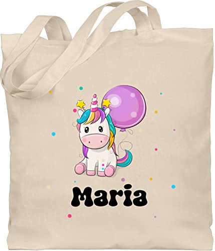 Geschenk mit Namen personalisiert by Shirtracer - Baumwolltasche - Geschenk Einhorn personalisiert I Einhörner I Unicorn I Geburtstag