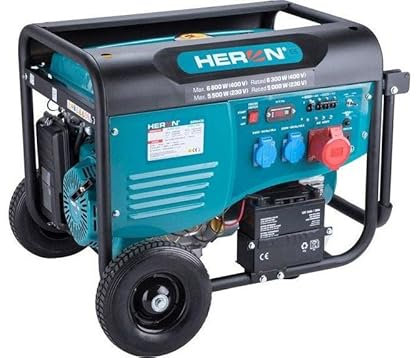 Heron, generador de gasolina 3F, 6,8 kW/6,3 kW, arranque eléctrico