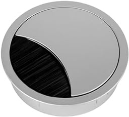 TecLines TKD002 Tisch Kabeldurchlass rund 80mm (Silber), Kabeldose, Bürstendichtung, für mehrere Kabel