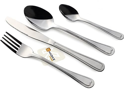 KADAX Besteckset, 24-teiliges Besteck aus Edelstahl, Spülmaschinenfestes Tafelbesteck, Essbesteck Set inkl. Messer, Gabel, Besteck für 6 Personen (Silber, 24)