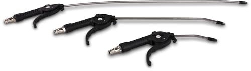 ENVA Druckluft Ausblaspistolen Set 3TLG. 110/300/500mm für präzise Reinigung Druckluftpistole Luftpistole Reinigungspistole mit Ausblasrohr aus Metall & Druckluftadapter