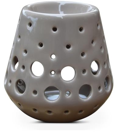 Zen'Arôme - Quemador de Perfume, Cera aromática, difusor para Aceite y Fragancia, portavelas, aromaterapia, de cerámica con proyección de luz, Altura de 9 cm, Color Gris