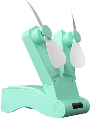 JISADER Mini Ventilatore da Tavolo Ventilatore Personale Doppio Ventilatore Ventilatore da Tavolo da Tavolo Mini Ventilatore Pieghevole Ricaricabile, Verde
