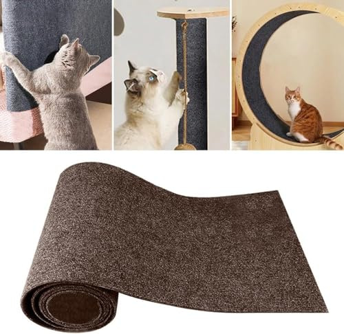 Heflashor Kratzmatte Selbstklebend Kratzteppich Katze Wand DIY Zuschneidbare Katzenkratzmatte Kratzbrett Kratzschutz AntiKratz Tape Kratzpads für Sofa,Teppiche,Möbel,Katzenständer,Braun,L
