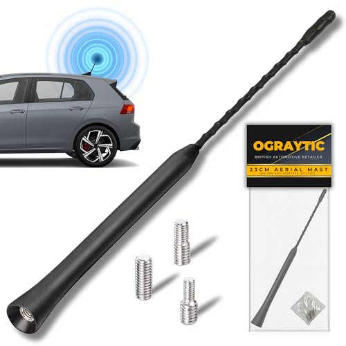 Universal Car Aerial Antenna AM/FM/DAB Replacement Roof Van Car Radio Aerial Short Mast Whip Rod Car Radio Antenna Screws Threads 4mm 5mm 6mm 23cm 9 inch Long