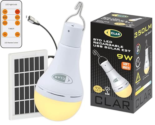 CLAR - Bombilla Recargable USB Con Mando, Luz Sin Electricidad, Sin Cable (Pack 1)