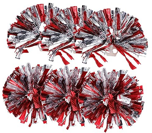 HONMEET 6pcs Cheerleading Poms Wiederverwendbare Seide Cheerleader Pompons Helle Zubehör