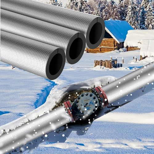 HSPLXYT 3X Lana Aislante de tuberías anticongelante, tubería Aislante de Caucho de Extremo Abierto, Manguito de tubería Aislante Hueco con Revestimiento de Papel de Aluminio(ID-34mm*TH-20mm)