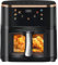 Heißluftfritteuse 9L AirFryer Ohne Öl, Fritteuse mit Led TouchScreen, Sichtfenster, 7 Programmen, Einstellbare Zeit und Temperatur für einfaches Kochen, Schwarz.