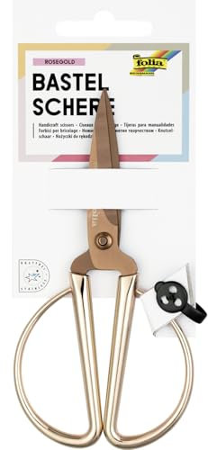 folia 7762 - Bastelschere, Rosegold, ca. 14,5 cm lang, zum filigranen Schneiden von Papier, Karton, Stoff, Pflanzen, Wolle, Garn, usw.