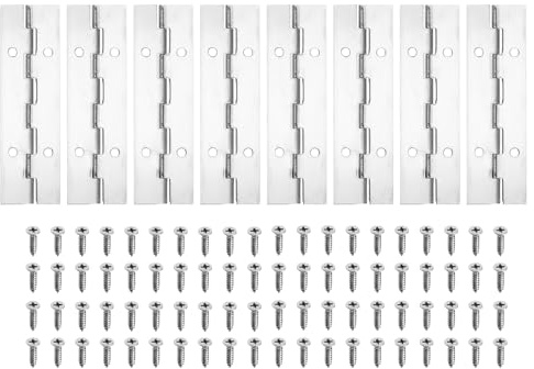 PATIKIL 4x1.2 Inch Piano Hinge,8 Pcs 304 Stainless Steel Continuous Hinge with Holes for Piano Gate Door Wooden Storage Box Cabinet Boat,Silver