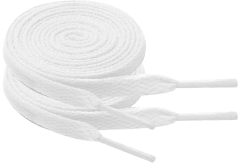 Chic Defend 2 Paar Flach Schnürsenkel 8 mm Breite Ersatz Schuhbänder Flat Sneaker Shoelace für Sportschuhe Turnschuhe Laufschuhe Shoelaces für Herren & Damen 60-180cm, Weiß, 110 cm - 2 Paar