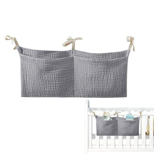 Babybetttasche, Babybett-Aufbewahrungstasche - Kinderzimmer-Nachttasche, tragbarer Windel-/Kinderbett-Organizer | Organisationstasche aus Baumwolle mit 2 Taschen, vielseitig verwendbare Babybettwäsche