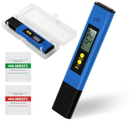 Digital pH Meter for Water, 0.01pH High Accuracy Tester Pen, 0-14 Measurement Range, Auto Calibration & LCD Display, Pocket-Size for Drinking Water, Pool, Aquarium & Hydroponics, Waterproof Design (Bl