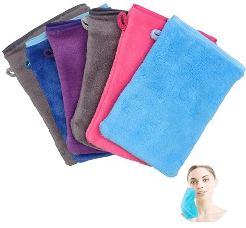 gvivej Waschhandschuh, 6 Stück 15 x 20cm Waschhandschuhe Frottee, Waschlappen Microfaser, Waschhandschuh Körper, Weich Gesichtshandschuh, Wiederverwendbare Frottier (5 Farben)