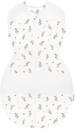 happiest baby Sleepea Pucksack 5-Sekunden-Wickeltuch, 100% Bio-Baumwolle, von Ärzten entworfen fördert gesunde Hüftentwicklung (Wildblumen Elfenbein, M)