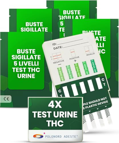 ADESTE 5 nivåer THC testkit | Cannabis testkit urin: Snabbt och exakt på 5 minuter | 5-nivådetektering (10 – 300 ng/mL) | Lätt att använda Cannabis läkemedelstestkit, inget laboratorium behövs | 4