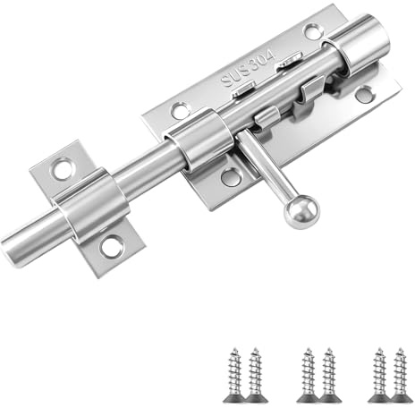 Catenaccio Acciaio Inox 304 12,5cm (10mm Ø) - Per Porte Bagno, Camera & Scorrevoli