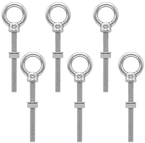Lxoraziy 6 Stück Ringschraube Ösenschraube, M6 x 60 mm Edelstahl Ringschrauben lang, mit Mutter Unterlegscheibe für Befestigens und Hängens